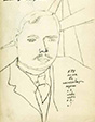 М. Ф. Ларионов. Автопортрет с «футуристическим» автографом Н. С. Гумилёва. 1917. Отдел рукописей ГТГ